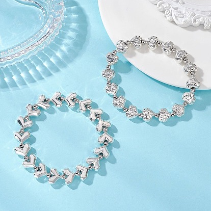 2шт. 2 стили браслетов из немагнитного синтетического гематита с бусинами, изготовленных из сплава и гальванического покрытия, эластичные, для женщин, сердце