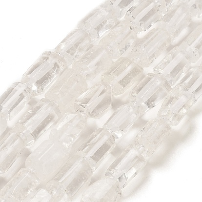 Natural Quartz Crystal Beads Strands, Rock Crystal Beads, with Seed Beads, Faceted, Column