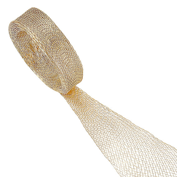 Malla de alambre trenzado de latón expandible, Cinta de malla plana elástica para manualidades, para la fabricación de joyas de accesorios para el cabello