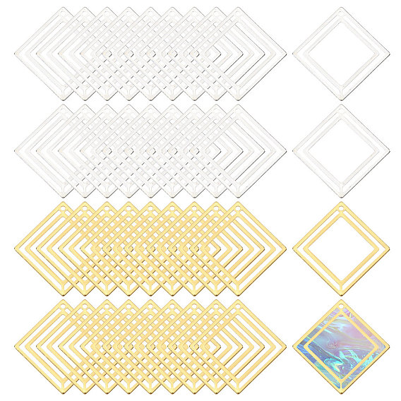 40 шт. 2 цвета латунные подвески, квадратный