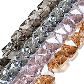 Стеклянные бусины с гальваническим покрытием , треугольные, граненые