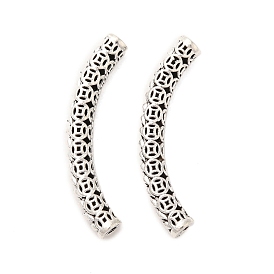 Tibetan Style Alloy Hollow Coin Curved Tube Beads