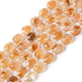 Natural Citrine Bead Strands, Faceted, Flat Round