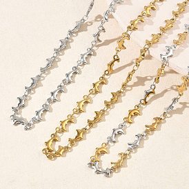 304 Цепочки-подвески из нержавеющей стали с изображением дельфина для женщин