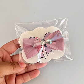 100Pcs Paper Hair Clip Display Cards, Hair Barrettes Jewelry Hair Accessories, Rectangle with Bowknot Pattern