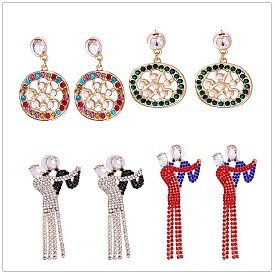 Sparkling Bohemian Fringe Earrings with Colorful Gems and Dazzling Cutouts