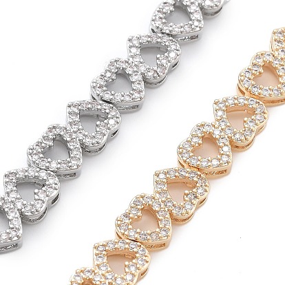 Латунные микро-паве прозрачные кубические цирконии многосоставные подвески-сердечки