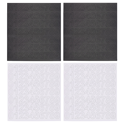 4 листы 2 цвета самоклеящиеся цифровые наклейки из ПВХ, водонепроницаемый 0~9 наклейки