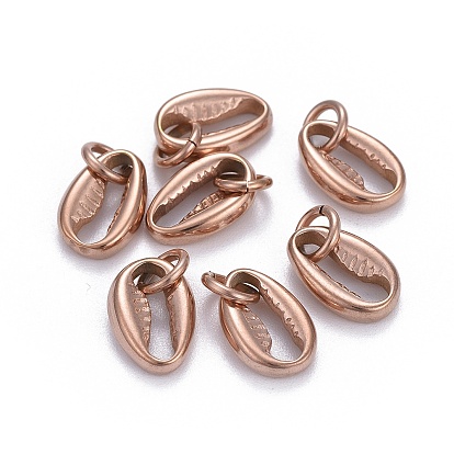 304 Stainless Steel Charms, with Jump Ring, Cowrie Shell