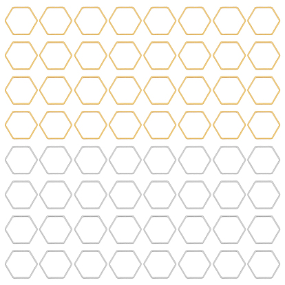 80шт 2 цвета соединительные кольца из нержавеющей стали, шестиугольник