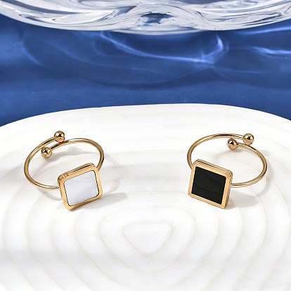 304 открытые кольца-манжеты из нержавеющей стали для женщин, с акриловым площади, золотые