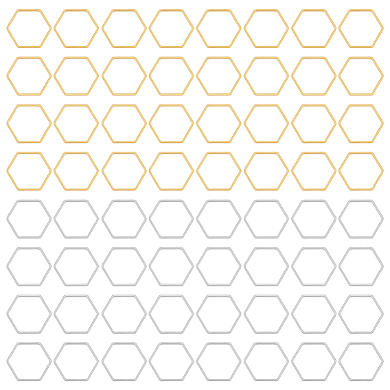 80шт 2 цвета соединительные кольца из нержавеющей стали, шестиугольник