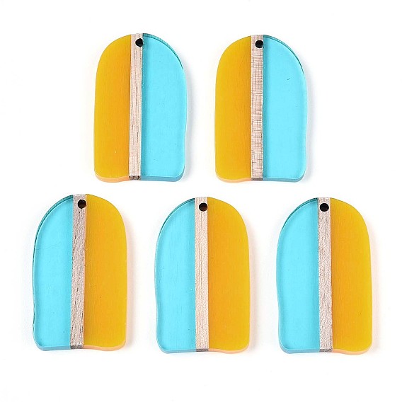 Подвески из прозрачной смолы и дерева, арка, два тона