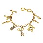 Vintage Alloy Hairdresser Tool Multi Charm Bracelets, with OT Clasps