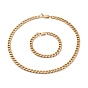 Cadenas cubanas de acero inoxidable, pulseras y collares, conjuntos de joyas, chapado al vacío de PVD para mujer, con cierre de langosta