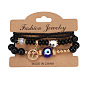 Bohemian Anchor Pendant Multi-layer Bracelet with Devil's Eye Glass Bead Elastic Bangle Jewelry