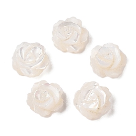 Natural White Shell Beads, Flower, Half Drilled