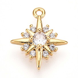 Латунные микропаве прозрачные подвески с фианитом, звезды прелести, без кадмия, без никеля и без свинца