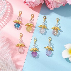 Стекло подвесные украшения, ангел в форме цветка, с цинковым сплавом застежками омаров коготь