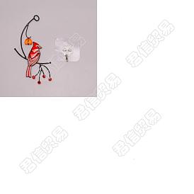 CREATCABIN 1 Set Alloy Enamel Pendant Decoration, with Plastic Adhesive Hook, Bird, for Home Windows Decoration