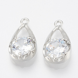 Alloy Cubic Zirconia Pendants, Drop