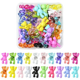 40шт 20 цветные непрозрачные акриловые подвески, медведь