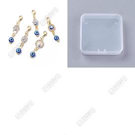 20Piezas de decoraciones colgantes con temática de mal de ojo, dijes con clip de aleación de diamantes de imitación y latón, encantos de broche de langosta, mano de hamsa/ojo/árbol de la vida