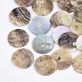 Natural Akoya Shell Beads, Mother of Pearl Shell Beads, Flat Round