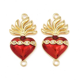 Латунные подвески из прозрачного кубического циркония, священные сердечные связи с эмалью, без свинца и без кадмия, долговечный, реальный 18 k позолоченный, стойки покрытие