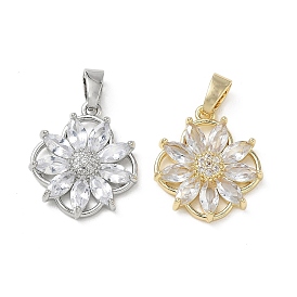 Латунные микропаве прозрачные подвески с фианитом, долговечный, 