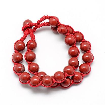 Natural Gemstone Beaded Bracelets, Polyester Multi-strand Bracelets