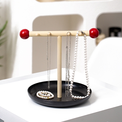 Окрашенные распылением T-образные органайзеры для ювелирных изделий с черными лотками из АБС-пластика, для браслетов ожерелий колец серег