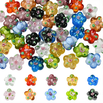 40 шт 10 цвета бусины лэмпворк ручной работы, неровный, цветок