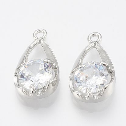 Alloy Cubic Zirconia Pendants, Drop