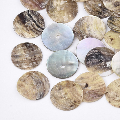 Natural Akoya Shell Beads, Mother of Pearl Shell Beads, Flat Round