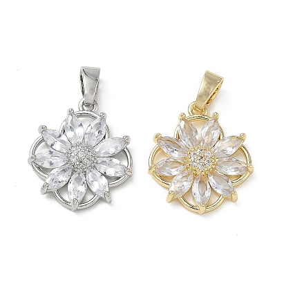 Латунные микропаве прозрачные подвески с фианитом, долговечный, 