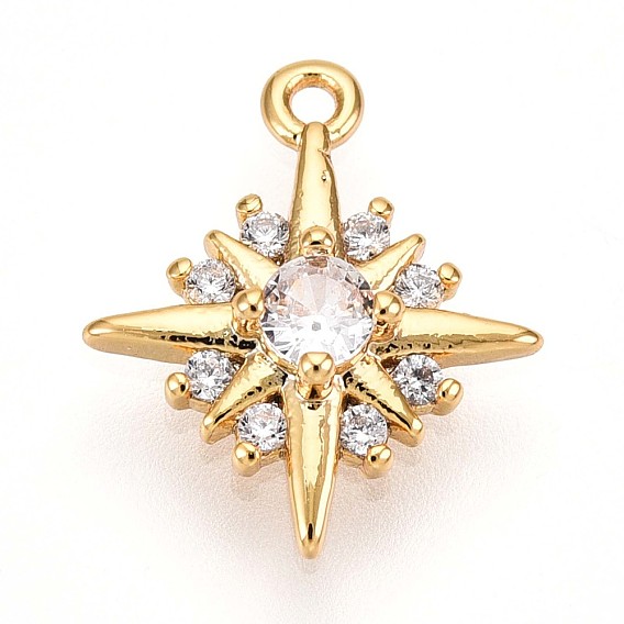 Латунные микропаве прозрачные подвески с фианитом, звезды прелести, без кадмия, без никеля и без свинца