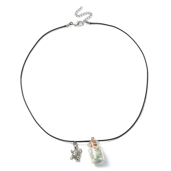 Колье с подвеской в виде черепахи из стеклянной бутылки и сплава, Ожерелье в форме бутылки желания с натуральными цветами амазонита для женщин