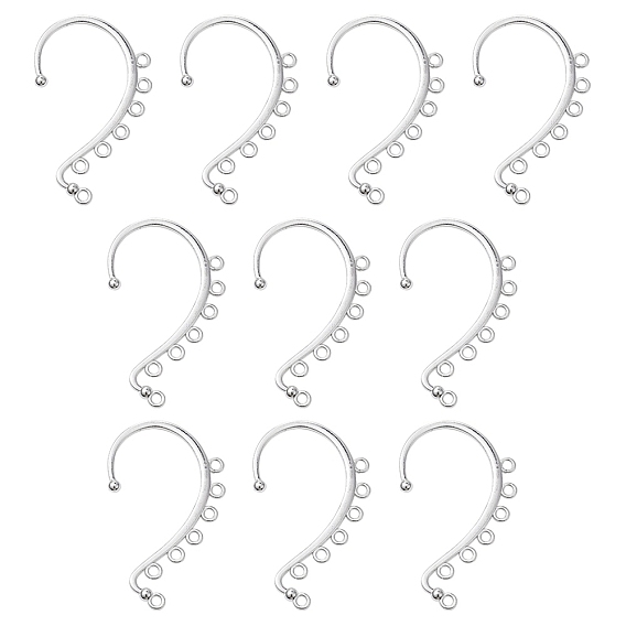 Alloy Ear Cuff Findings, with 7 Loops, Ear Wrap Earring Hooks for Non Piercing Earring Making