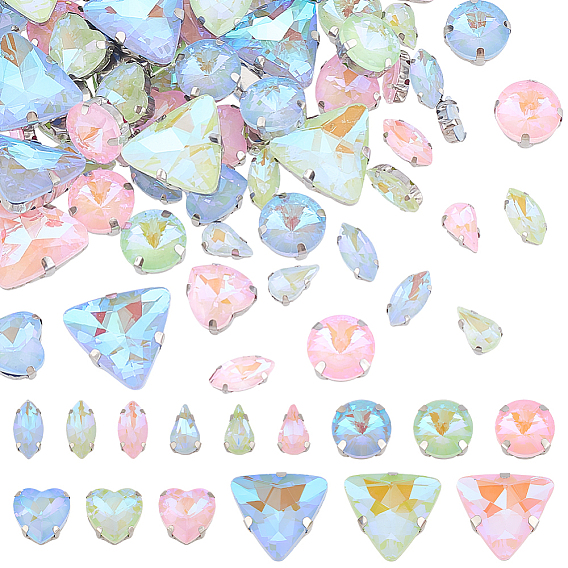 90 шт. 15 стили мокко флуоресцентный (ми) пришитые стразы, многожильных ссылки, латунные зубцы, аксессуары для одежды, разнообразные