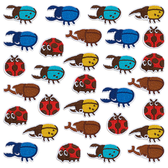 30 шт. 6 стили вышивка божья коровка пришитые нашивки на ткань, швейные украшения