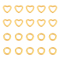 20Pcs 2 Style 304 Stainless Steel Linking Ring, Round Ring & Heart