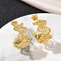 Brass Micro Pave Cubic Zirconia Stud Earrings for Women, C-Shape, Half Hoop Earrings, Long-Lasting Plated, Rack Plating, Lead Free & Cadmium Free