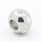 304 perles d'émail en acier inoxydable, Perles avec un grand trou   , Rondelle avec des fleurs, couleur blanche, 9x7mm, Trou: 4mm