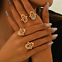 Кольца для женщин с микропаве из латуни и кубическими цирконами, хамса рука, золотые