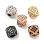 Brass Micro Pave Black/Clear Cubic Zirconia Beads, Polygon