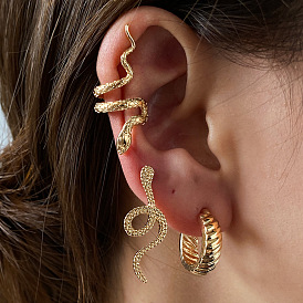 Retro Snake Set Earrings - Minimalist Fashion Three-piece Ear Clip, Cold Wind.