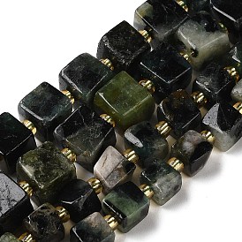 Натуральные изумрудные бисерные пряди, кубические, с бисером