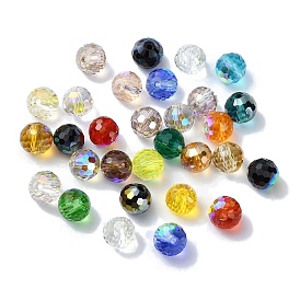 AB Color Plated Glass Beads, Faceted Round