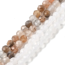 Натуральный лунный камень бисер нитей, граненые, круглые